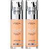 L'Oreal Paris L'Oréal Paris Accord Parfait Fondotinta Fluido Traspirante Coprente Idratante Levigante a Lunga Tenuta Formula Leggera con Acido Ialuronico Colore 3.5D Golden Peach - 2 Flaconi da 30ml
