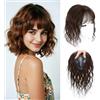EREE HAIR Topper per capelli ricci veri umani da 12 con frangia per donna, base in pizzo svizzero da 2,7x3,9, copertura 3D a 360°, clip in parte superiore per capelli diradati, marrone castagna
