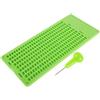 HOMSFOU Piastra di Scrittura Braille con 9 Righe e 28 Celle in Plastica Verde, Tavoletta per Apprendimento e Ausilio per Non Vedenti, per Uso Quotidiano