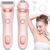 YUNFAN Hair Removal Device,2 in 1 Electric Shaver for Women,Portable Waterproof Electric Shaver,Wet & Dry,Painless Womens Trimmer for Face Body Leg Bikini Underarm Arm (Pink)
