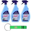 Beni Culinari 3x FELCE AZZURRA Vetri Multiuso,Detergente Vetri,Detersivo Spray Multiuso, 750ml + Portachiavi Beni Culinari in Omaggio