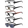 Eyekepper 5 Paia Occhiali da Lettura Vintage Lettori per Leggere Uomo Donna Primavera Cerniere Include una Lenti Grigio per Sole Misti Diottria