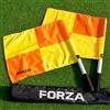 FORZA Bandiere Arbitro da Calcio - Attrezzatura Ufficiale da Arbitro | Guardalinee Professionali per Partite | Rossa & Giallo A Scacchi + Impugnatura Comfortevole | Borsa in Dotazione