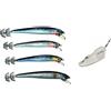 Pescasubito.com Kit 4 Totanare + Affondatore Super Stim Pesca a Traina Calmaro Esche Artificiali Calamari Totanara
