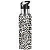 Jumbear, Borraccia ermetica in acciaio inossidabile isolato sottovuoto, con bocca larga e tappo con cannuccia, per fitness, palestra, attività all'aperto e sport, motivo stampa leopardata, 0,6 l