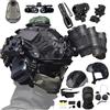 LZAQHMT Set Casco Tattico Per Softair Paintball Con Modello NVG, Cuffie Per Comunicazione, Occhiali, Torcia Elettrica, Luce Segnalazione E Copricasco - Equipaggiamento Protettivo(BK)