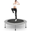 GYMAX Mini Trampoline Fitness Pieghevole, Trampoline Sportivo Silenzioso per Interni ed Esterni con Tappetino di Sicurezza, Carico Massimo 150KG, per Adulti e Bambini (Grigio)