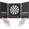 HOMCOM Bersaglio Freccette Elettronico con 6 Display, Bersaglio Professionale con 12 Freccette Incluse e 27 Modalità di Gioco, per 8 Persone, 51x6.5x57cm, Nero