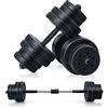 KOMFOTTEU Manubri Palestra 30 kg, Set Pesi Palestra Casa 2 in 1, Manubri Regolabili con Tubo di Collegamento Multifunzione e Professionale per Uomini e Donne, Bilanciere Palestra per Fitness