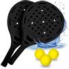 Pincho Racchettoni da Spiaggia Set Beach Tennis, Giochi da Spiaggia, Palline Beach Tennis Eva, Padel Racchetta Water Resistant, Giochi da Giardino - 2 Racchette + 3 Palle, 44 cm, 260 g