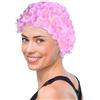 Generico Cuffia da nuoto per donna | Cuffia da nuoto Fashion Flower con petali floreali | Cuffia da bagno stile retrò Cuffia da nuoto per capelli lunghi e corti da donna per piscina di parchi acquatici