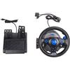 Septpenta Volante da Gioco, Alimentato Tramite USB, Volante da Corsa 3 in 1 Girevole a 180 Gradi con Pedali con Accelerazione a Molla e Controllo Del Freno per Uso PS3, PS2, PC