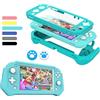 FIWWAT Custodia per Nintendo Switch Lite，Cover Switch Lite Case Protettiva in Silicone Resistente Antigraffio con Schermo PC Integrato + 2 Cuscinetti Per il Pollice, Turchese