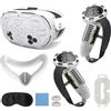 AARONMEI Kit di accessori protettivi VR per Meta Quest 3S, copertura dell'impugnatura del controller, copertura del guscio VR, maschera, copriobiettivo, impugnature per i pollici, conchiglie oculari (Bianco)
