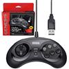 Retro-Bit - Controller USB ufficiale Sega Genesis 8 pulsanti Arcade Pad per Sega Genesis Mini, Nintendo Switch, PC, Mac, Steam, RetroPie, Raspberry Pi, porta USB, colore: Nero