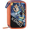 COMIX ULTRA BRIGHT - Astuccio 3 Scomparti Bambino e Bambina con Set Cancelleria Incluso con Penna Cancellabile Blu e Rossa e Molto Altro, Pratica Chiusura a Zip, 20 x 13h x 7 cm