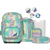 ergobag pack set Zaino scolastico ergonomico e flessibile, 6 pezzi, per la prima elementare Magic BubbleBear - Mint