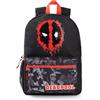 Marvel Deadpool Boys Zaino Nero e Rosso con Spallacci Regolabili | Supereroe Pratico & Organizzato Bagaglio Sport Zaino Scuola Per Bambini