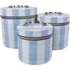 VKZ Beauty Case Donna da Viaggio Set 3 Pezzi, Borsa Porta Trucchi Rigida in Similpelle PU, Trousse Make Up con Manico e Zip, Valigetta Organizer Cosmetici Grande Medio Piccolo,Azzurro a quadri