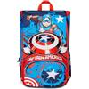 Seven Zaino Scuola Estensibile Disney - Captain America Legendary Avenger, Blu Rosso Bianco - Doppio Scomparto, Tasca Porta Borraccia - Bambino Marvel