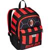 Seven Zaino Scuola A.C. MILAN Calcio - PATH OF VICTORY, Nero Rosso - Zaino Doppio Scomparto - Tasca Porta Borraccia, Zaino Bambino - Maxi Capienza