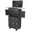 SUBKUDY Valigetta cosmetica a 4 livelli, per parrucchieri, trucchi, beauty case con ruote, beauty case, design delle unghie, valigia per parrucchieri, trucchi, Nero , Caso cosmetico a 4 livelli