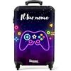 NoBoringSuitcases.com Valigia Bambini, Trolley Bambino, Valigia Per Bambini, Valigia 10 kg, Valigia Bambino Trolley, Valigia Personalizzabile, 55x40x20 cm (Joystick - Neon viola)