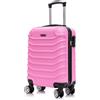 R.Leone Valigia EasyJet 45x36x20 cm Trolley Bagaglio a mano in ABS 4 ruote smontabili 2026 (Rosa Pastello, XS Bagaglio low cost)
