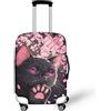 Coloranimal Copertura per bagagli per scuolabus, accessori trolley, custodia protettiva per valigia, taglia 18-32, Gatto Nero Fiori Di Ciliegio, M (22-25 cover), Set Bagagli