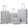 R.Leone Valigia da 1 pezzo Fino a Set 4 Trolley grande, medio, bagaglio a mano 55x40x20 Ryanair e beauty case Lucchetto TSA Polipropilene 8 Ruote Ultra Strong 6060 (Argento, Set 4 Pezzi XS S M L)