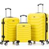 R.Leone Valigia da 1 Fino a Set 4 bagaglio EasyJet 45X36X20cm, media, grande e Beauty case Trolley Rigido 8 ruote max capienza in ABS 2026 (Giallo, Set 3 XS M L)