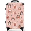 NoBoringSuitcases.com Valigia, Valigia Grande, Trolley Medio, Lucchetto TSA, Valigia Media, Valigia Media Rigida, Valigia 20 kg da Stiva, Valigia Grande 23 kg (67cm - 72L), (Motivo arcobaleno - Rosa)