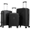 R.Leone Valigia da 1 Fino a Set 3 Bagaglio a mano 55x40x20 Ryanair, Medio, Grande Ultra Strong Antiurto Trolley leggero 8 ruote Polipropilene 9188 (Nero, Set 3 Pezzi S M L)