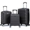 R.Leone Valigia da 1 Fino a Set 4 Trolley Rigido grande, medio, bagaglio a mano 55x40x23 cm Wizz, ITA Airways e bagaglio 45x36x20 cm EasyJet in ABS 8001 (Grigio, Set 3 Pezzi S M L)