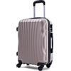 R.Leone Valigia da 1 Fino a Set 4 Trolley Rigido grande, medio, bagaglio a mano e beauty case 4 ruote in ABS 2037 (Oro, S Bagaglio a mano)