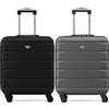Flight Knight Set di 2 valigie rigide in ABS leggere a 4 ruote Bagaglio a mano da cabina approvato per le compagnie aeree British Airways e dimensioni massime per easyJet 56x45x25cm