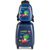 COSTWAY Set di Valigia per Bambini, 16 Valigia+ 12 Zaino, 2 Pezzi, con Ruote Girevoli a 360° e Maniglia Retrattile, Ideale per Viaggiare in Modo Comodo e Divertente (Modello 4)