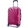 R.Leone Valigia da 1 pezzo Fino a Set 4 Trolley Rigido grande, medio, bagaglio a mano adatto Ryanair 55x40x20cm e beauty case 8 ruote in ABS 2092 (Fucsia, S Bagaglio a mano)