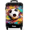 NoBoringSuitcases.com Trolley Bagaglio a Mano 55x40x20 cm, Valigia 10 kg (Pallone da Calcio - Multicolore)