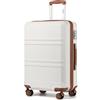 Kono Valigia con ruote girevoli, rigida, leggera, in ABS, set da 4 pezzi, Bianco panna., Carry-On 20-Inch, Bagagli Hardside
