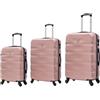 CELIMS - Set Valigie 3 Pezzi - Valigia Grande 23 kg + Valigia Media + Valigie Bagaglio a Mano - Oro Rosa