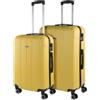 ITACA - Set valigie - Set Valigie Rigide Offerte. Valigia Grande Rigida, Valigia Media Rigida e Bagaglio a Mano. Set di Valigie con Lucchetto Combinazione TSA, Giallo