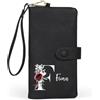 Jeweidea Portafoglio Donna Personalizzato con Nome Lettera Portafoglio Lungo in Pelle PU con Cinturino Carta Contanti ID Moneta Zip Regali per Mamma Moglie Nonna (Nero)