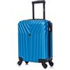 R.Leone Valigia da 1 Fino a Set 4 Trolley Rigido grande, medio, bagaglio a mano e bagaglio EasyJet 45X36X20cm 4 ruote in ABS 9002 (Azzurro, XS Bagaglio EasyJet)