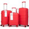 R.Leone Valigia da 1 Fino a Set 3 Bagaglio a mano 55x40x20 Ryanair, Medio, Grande Ultra Strong Antiurto Trolley leggero 8 ruote Polipropilene 9180 (Rosso, Set 3 Pezzi S M L)