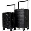 NPLE Set Valigie Trolley Bagaglio A Mano Ultraleggero 100% Policarbonato Rigido Manico In Alluminio - Mobilità A 360° - 4 Ruote Silenziose Zip Professionale