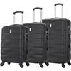 CELIMS Set Valigie da Viaggio Nero | Valigia Cabina + 2x Beauty Case | Set di Valigie | Bagaglio a mano 55 cm + 2x Vanity |Valigia ABS 4 Ruote Girevoli a 360º | Nero