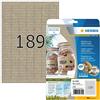 HERMA 10750 - Etichette universali, 20 fogli, 25,4 x 10 mm, 189 fogli A4, 3780 pezzi, autoadesive, stampabili, opache, in carta silphie bianca, colore marrone naturale