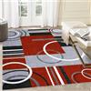 Generico Tappeto,Moderno nero grigio bianco geometrico Stripe Design,Rosso,160 x 230 cm, Tappeti soggiorno Camera da letto Decorazione Sala da pranzo,