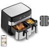 TEFAL Dual Easy Fry & Grill EY905D, Hei?luftfritteuse, 8,3 l, Doppel, Edelstahl, Ber?hrung, Eigenst?ndig